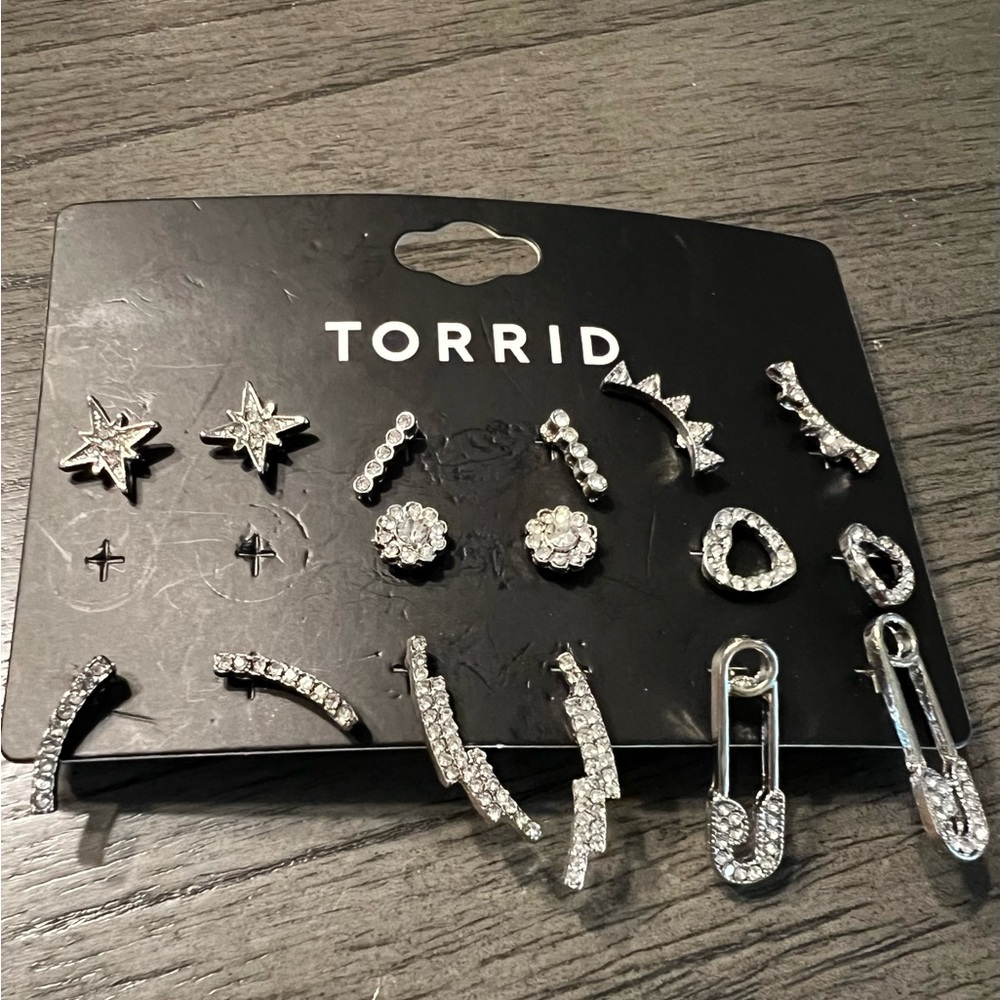 Torrid Set 8 Silver Sparkle Stud Earrings